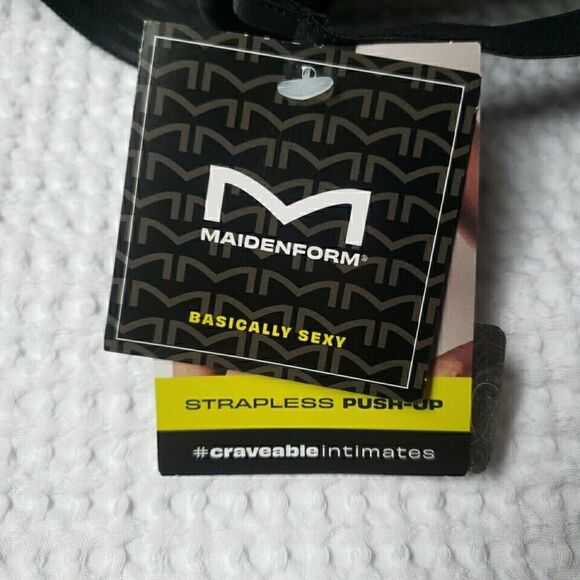 NEW Maidenform Bra Strapless Push-up Bra Basically Sexy 34C Black Lace NWT - Picture 7 of 9